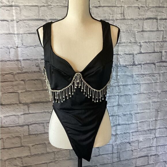 Shein Bae - Women’s Plus Tank Bodysuit with Rhinestone Detailing - 2XL - Picture 1 of 6